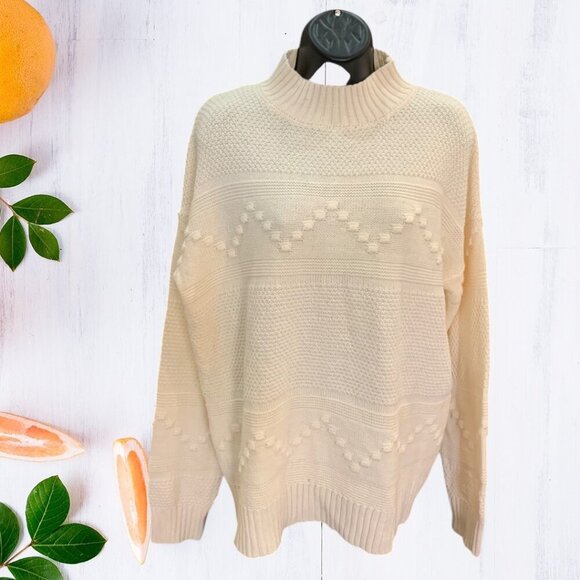 Pink Clover Cable Knit Sweater Cream Size Large - Picture 1 of 6